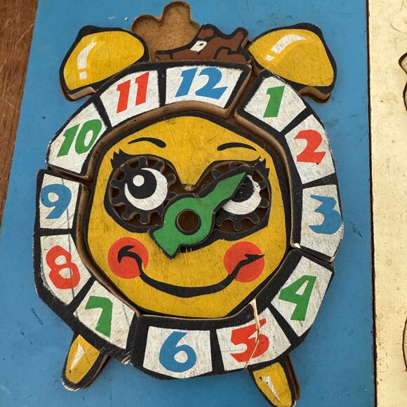 Rainbow Crafts 1950s Wood Resin Children's Puzzles Clock Clown Dog Cat READ‎ - Picture 3 of 9